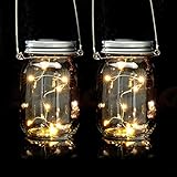 Relaxdays Solar Glas 2er Set, je 8 LED im Einmachglas, Stellen oder hängen,...