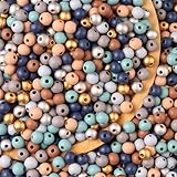 HERZWILD 1000pcs bunte holzperlen zum auffädeln 8mm holzperle farbig...