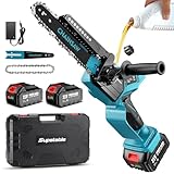 8 und 6 Zoll Mini Kettensäge,1300W Astsäge mit 8000mAh Batterie, Akku Säge...