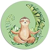 FAULTIER BEIM YOGA Lustiges Mauspad/Mousepad rund Ø 22 cm aus extrem...