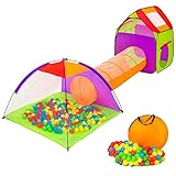 tectake® Iglu Kinderspielzelt Spielhaus Kinderzelt mit Krabbeltunnel + 200...
