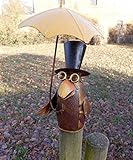 Deko-Impression Zaunfigur Zaunhocker Gartendeko lustiger Rabe m. Schirm offen 21...