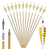 SERfawnCH 12 Carbonpfeile mit Naturfedern 31 Zoll für Bogenschießen Erwachsene...