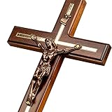 Woodvio - Handgefertigtes hölzernes Wandkreuz, traditionelles katholisches...
