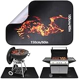 Feuerfeste Unterlage 100 × 150cm, Glasfasersilikon Hitzeschutzmatte, Grillmatte...
