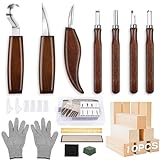 HOMCA Holz Schnitzwerkzeug Set, 23 in 1 Schnitzset mit 7 Schnitzmesser für...