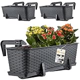 KADAX Blumenkasten 60 cm 3er Set Balkonkasten – Kunststoff Pflanzkasten für...