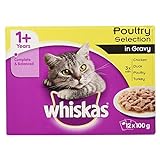 Whiskas 1+ Katzen-Nassfutter im Beutel für ausgewachsene Katzen,...