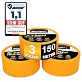 HASKYY Goldband Malerkrepp Kreppband 3x Malerband 50mm x 50m Profi Abdeckband...