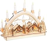 BRUBAKER 3D Lichterbogen - Schwibbogen mit LED Kerzen - Weihnachtsmarkt 2025 -...