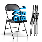 Asdsed Klappstühle 4er Set, Klappstuhl Gepolstert bis 158KG Tragfähigkeit,...
