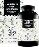 NATURE LOVE® L-Arginin Base mit Citrullin - 365 Kapseln - Hochwertiges...