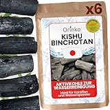 ORINKO Binchotan Japanische Aktivkohle, 6 x Filter, 1,5 l pro Stab (25 g x 6),...