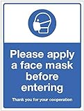 Bitte tragen Sie die Gesichtsmaske vor dem Betreten auf.