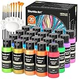 Shuttle Art Metallic Acrylfarben Set, 20 bunte Metallic Acryl Farben in Flaschen...