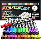 APOGO 24 Textilstifte Waschmaschinenfest, Textilmalstifte, Textilfarbe...