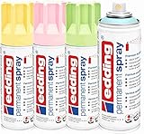 Permanent Spray edding 5200 Pastell-Set 4x200ml, Grün, Blau, Rosa, Gelb -...