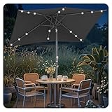 ISOISL Sonnenschirm LED Solar 140x210CM Kurbel-Schirm Rechteckig Gartenschirm...
