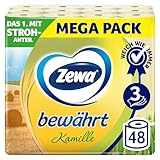 Zewa Papier bewährt KamilleToilettenpapier mit Strohanteil 3x 16 Rollen Gelb...