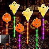 Halloween Deko Outdoor Garten 6 Stück Kürbis Geister Solarlampen Draußen LED...