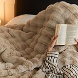 Lanqinglv Kuscheldecke Flauschig Decke 220x240 Khaki,Kaninchen Kunstfell Decke...