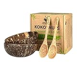 pandoo Kokosnuss Schalen 2er Set mit Kokos Löffel | 100% Naturprodukt |...
