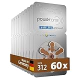 Power one Hörgerätebatterien Typ 312 braun, Batterien 60 Stück Vorratspack,...