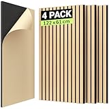 TONOR Akustikpaneele HOLZ Selbstklebend 1,488m²- 4 Stück 122 x 61 x 2,1 cm, 3D...