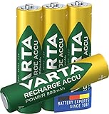 VARTA Batterien AAA, wiederaufladbar, 4 Stück, Recharge Accu Power, Akku, 800...