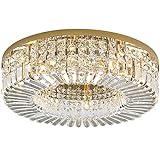 LED Moderne Dimmbar Kristall Deckenleuchte Gold Wohnzimmer Deckenlampe Groß...