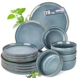 GBhome Geschirrset 6 Personen, 18-tlg Reaktive Glasur Handarbeit Steingut...