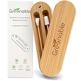 Greenable ® Wattestäbchen aus Bambus und Silikon [2er Set] – Wiederverwendbare, nachhaltige Ohrenstäbchen – Beauty Make-Up Entferner inklusive Aufbewahrung – Plastikfreie Q-Tips – Vegan & BPA-Frei