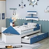 Dolamaní Kinderbett Jugendbett 90x200 cm, Segelboot-Form Ocean Style Zimmer...