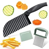 2 Stück Wellenschneider,Edelstahl Wellenmesser Riffelmesser für Pommes,Crinkle...