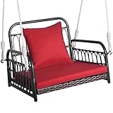 GIANTEX Hängesessel Outdoor, Hängestuhl aus Rattan & Metallrahmen, Hängesitz...