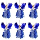 Christbaumengel Ornamente 6er Set Plüschengel mit weißen Federflügeln und...