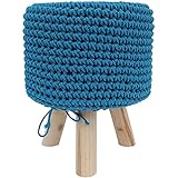 Melko Sitzhocker Sitzpuff Strick Hellblau Strickhocker Strickpolster Sitzpouf...