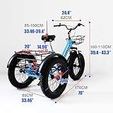 BJYX Dreirad für Erwachsene, 7 Gänge, Fat Tire Erwachsene Dreirad mit Korb...