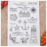 Kwan Crafts Leuchtturm Seestern Kompass Möwe Transparente Stempel für...