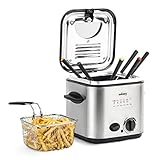 Wëasy TB600 Fritteuse und Fondue, 2 in 1, elektrisch, 1,2 l, Edelstahl,...