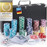 Profi Pokerkoffer Pokerset inkl. 300-500 schwerer 12g Metallkern Poker-Chips;...