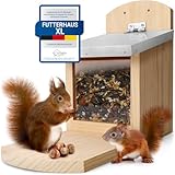 WILDLIFE HOME Eichhörnchen Futterhaus XL mit Metalldach I Futterstation aus...