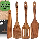 Pfannenwender Holz & Kochlöffel Set. Handgefertigt 4-teiliges Küchenutensilien...