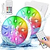 HOSPAOP Poolbeleuchtung Unterwasser LED Licht Wiederaufladbare, Wasserdichte mit...