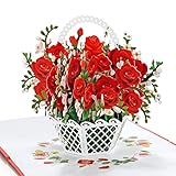 CUTPOPUP Red Rose - Geburtstagskarten für Frauen, Muttertagskarte,...