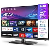 TuTu Fernseher 25 Zoll (64 cm), Full HD Smart TV mit WLAN, Triple Tuner...