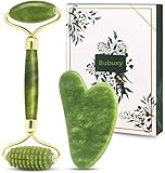 Bubuxy Jade Roller Massage Set, natürlicher Anti-Aging-Gesichtsroller bei...