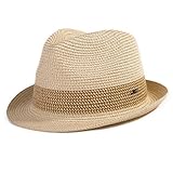 Comhats Strohhut Panamahut Sonnenhut Fedora Hut Handgemacht Herren beige L