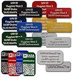 UAV-ID Drohnen-Kennzeichen | Silber 20x8mm | Aluminium Lasergraviert |...