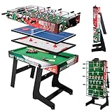 HLC Tischkicker Spieltisch 4 in 1 Multi Spieltisch Kicker Multigame Spieletisch...